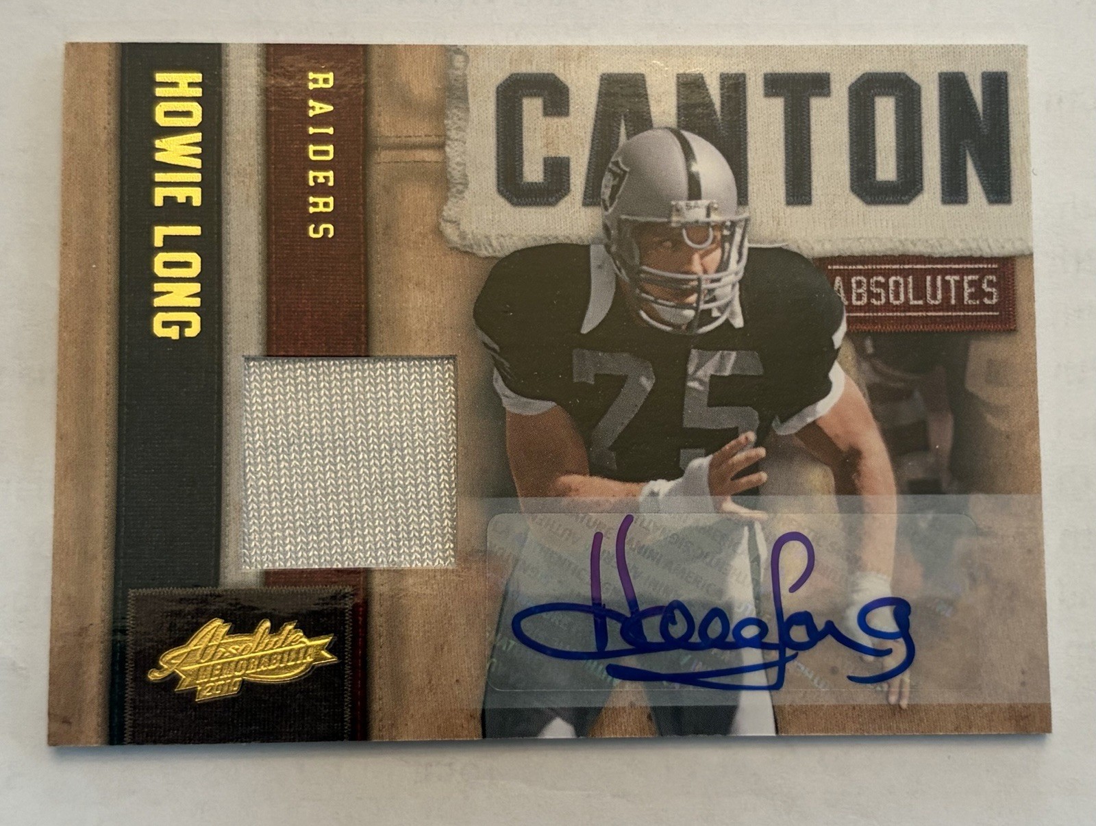 2010 HOWIE LONG Auto Game Used Jersey /50 Panini Absolute Canton HOF Raiders view 1