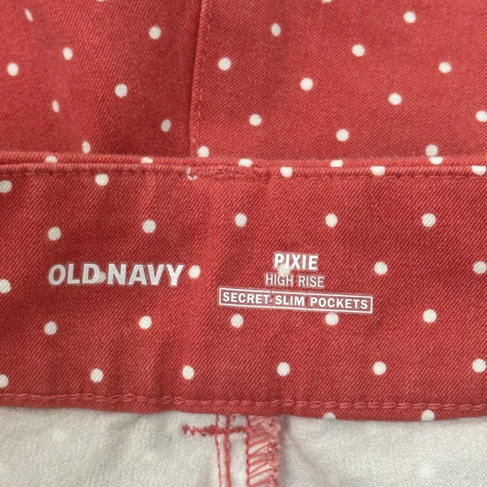 Calça skinny feminina Old Navy Pixie cintura alta bolinhas tamanho 12 rosa e branco - Imagem 3 de 4