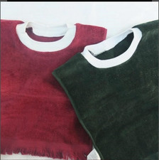 BRAND NEW 2 Count Pull Over Head Baby Bibs Fringed - Maroon Green OSFM