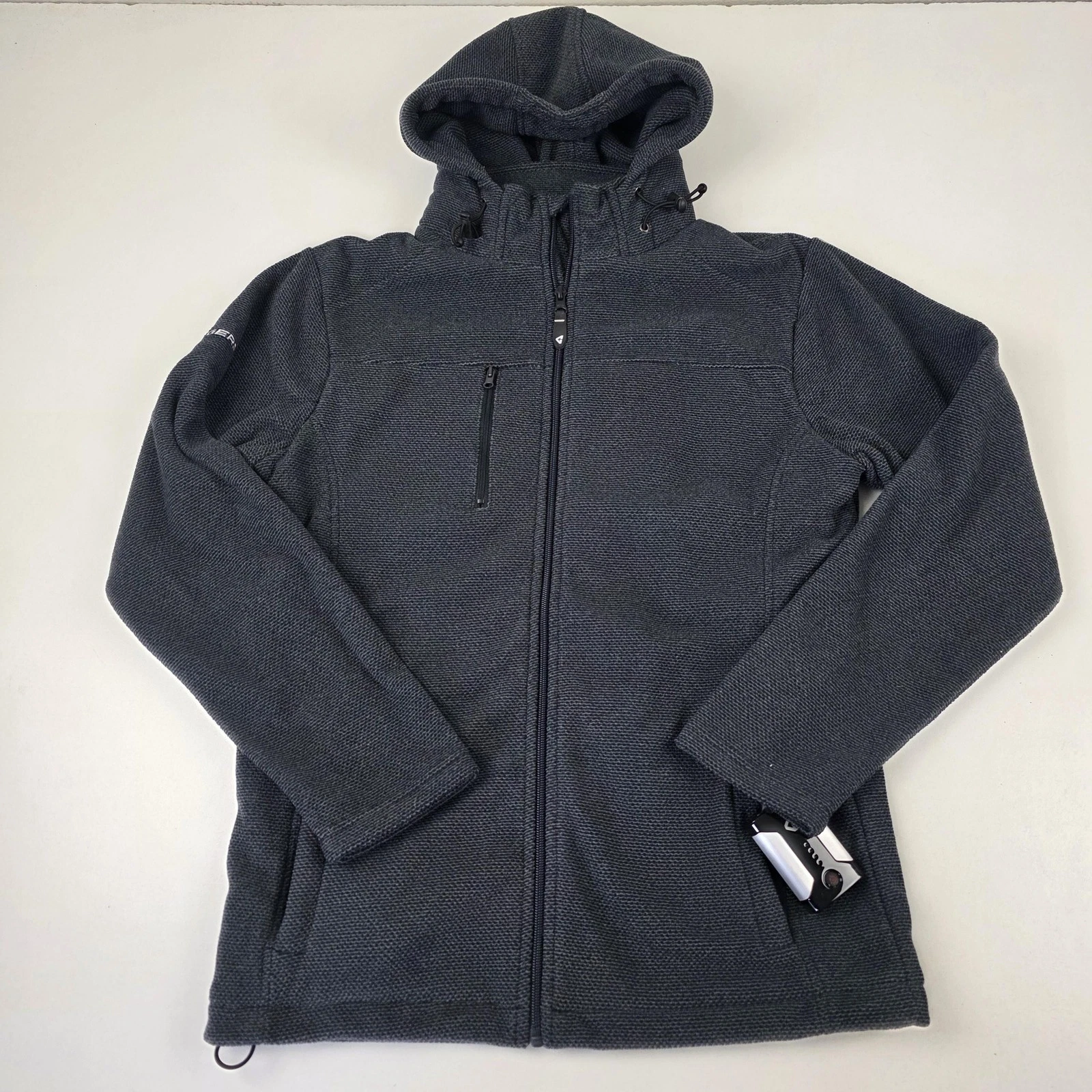 Gerbing Heated Hoodie Mens Medium Gray Full Zip Fleece Jacket Battery Microwire