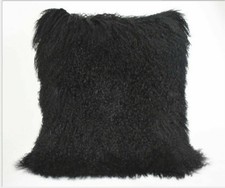 Real Mongolian Tibetan Lamb Fur Pillow Cushion Cover Pillowcase black Luxurious
