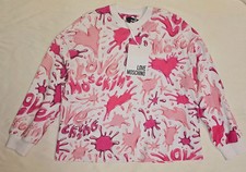 NEW LOVE MOSCHINO Women's Paint Splatter Hearts  Logo Pullover Sweatshirt- US 4
