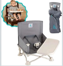 Hiccapop OmniBoost Travel Booster Seat W/Tray Folding, Portable Chair, Grey