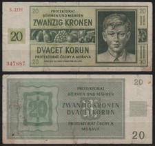[31712] - PROTEKTORAT BÖHMEN und MÄHREN, 20 Kronen, Serie 22H, 24.01.1944, Grabo