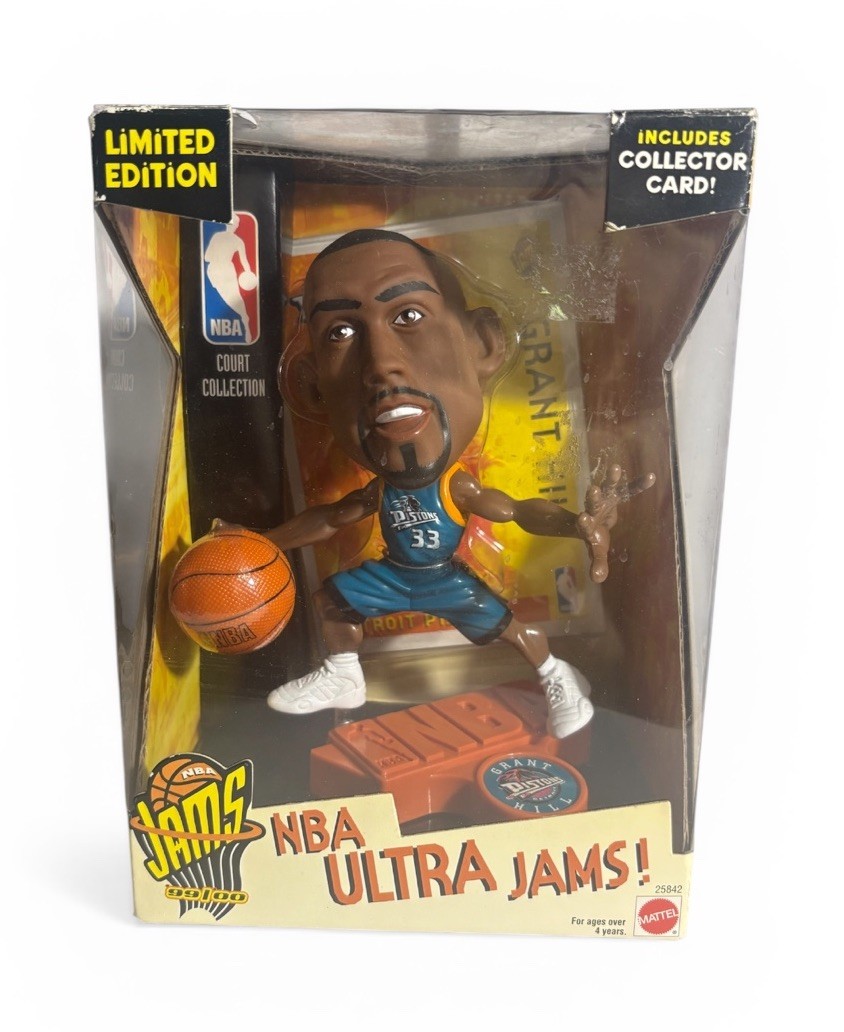 1999 LE MATTEL NBA ULTRA JAMS GRANT HILL Bobble-head w/Collector