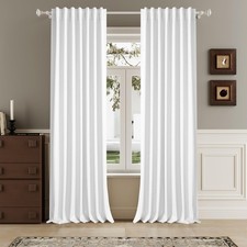 Linen Curtains 50 W x 120 L 2 Panels Pure White Blackout Thermal Inch Extra Long