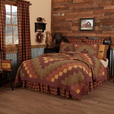 Primitive Queen Quilt Red Patchwork Heritage Farms Bedroom Decor VHC Brands