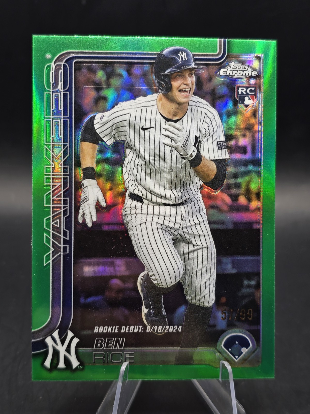 2025 Topps Chrome Update Series Rookie Debut Ben Rice USC138 Green Refractor /99