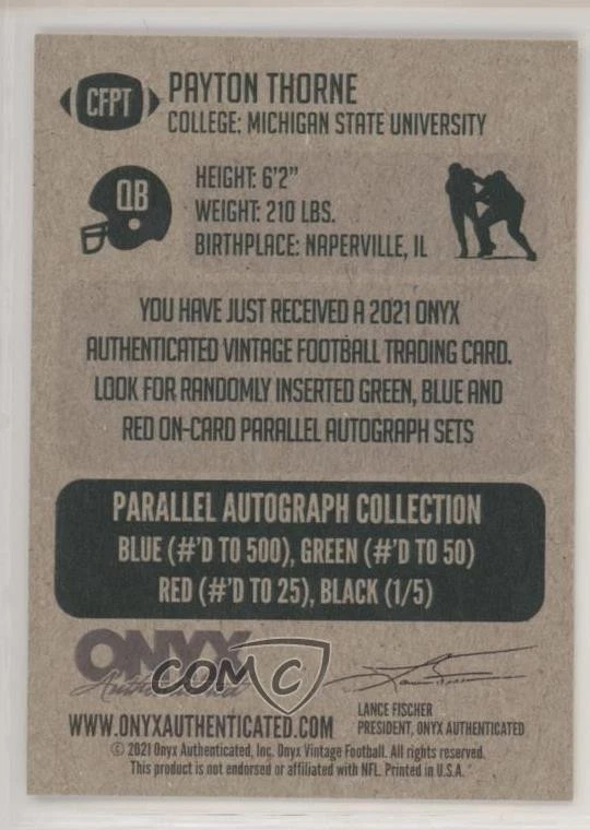 2021 Onyx Vintage College Payton Thorne #CFPT - Image 2 of 2