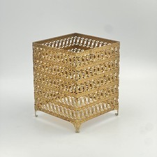 Vintage Brass Filigree Tissue Box Cover Ornate Hollywood Regency Vanity Read