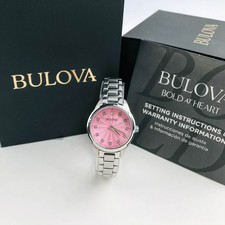 Orologio Bulova Donna Sutton 96P249 Quadrante Rosa e Diamante Accento 28mm Acciaio Quarzo
