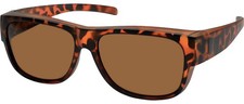 Fit Over Sunglasses Polarized Wear over 58mm, Havana Frame Brown Lens