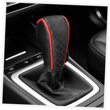 Car Gear Shift Cover,PU Leather Gear Shift Knob Cover with Diamond Black/Red