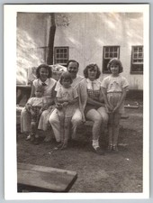 Vtg B&W Snapshot Relaxed Family Outdoors Casual Summer 1950s