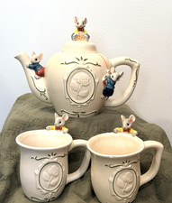 Vintage 3 PIECE SET 1980s 3D Novelty Tea Set Merry Mousetales pattern 3 piece se
