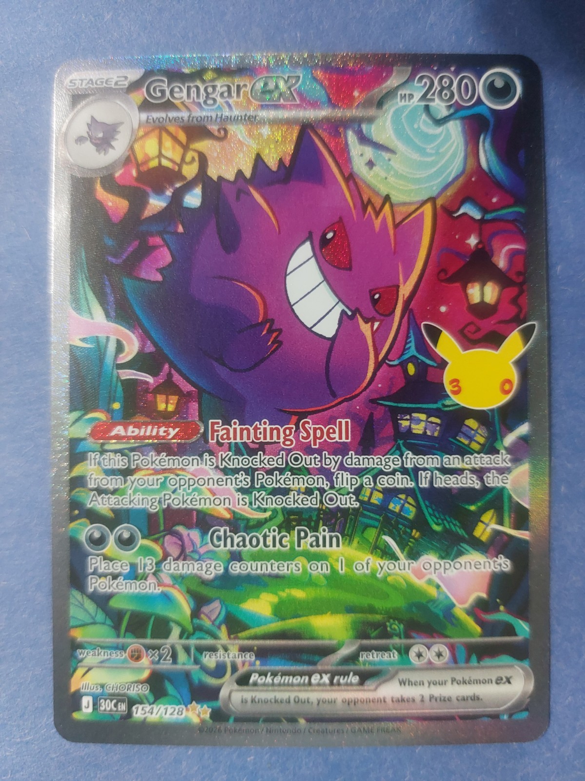Pokemon 30th Celebration Gengar EX SIR 154/128