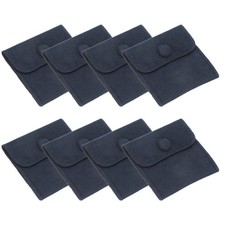 8 Pcs 3x3 Inch Jewelry Pouches, Velvet with Snap Button for Rings Dark Blue