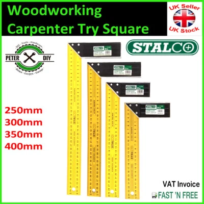 CARPENTER TRY SQUARE Woodworking Wood Measure 4 SIZES Hardened Steel STALCO