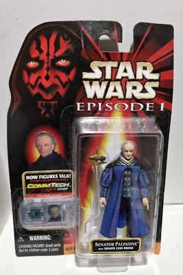 Star Wars Episode 1 Senator Palpatine Figur mit Cam Droid CommTalk Chip kartoniert