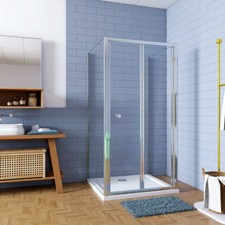 185CM BOX DOCCIA A TRE LATI PORTA A SOFFIETTO+2 PARETE FISSA VETRO TEMPERATO 5MM