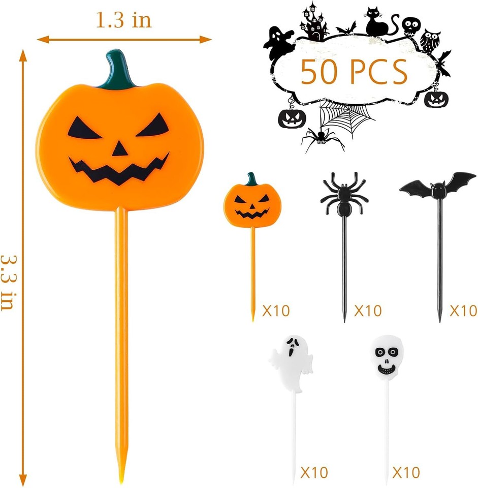 GlyinnHe 50PCS Halloween Picks Cupcake Toppers Plastic Toothpicks... eBay