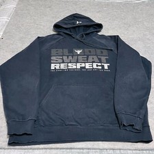 Under Armour UA Project Rock Men's BLOOD SWEAT RESPECT Black Hoodie Size LARGE
