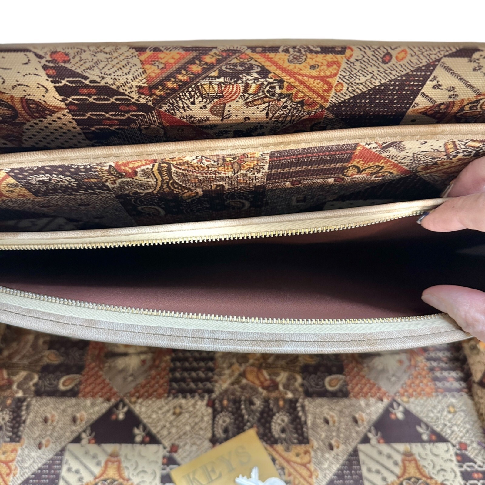 Vintage Patchwork Tapestry Briefcase With Handle … - image 7