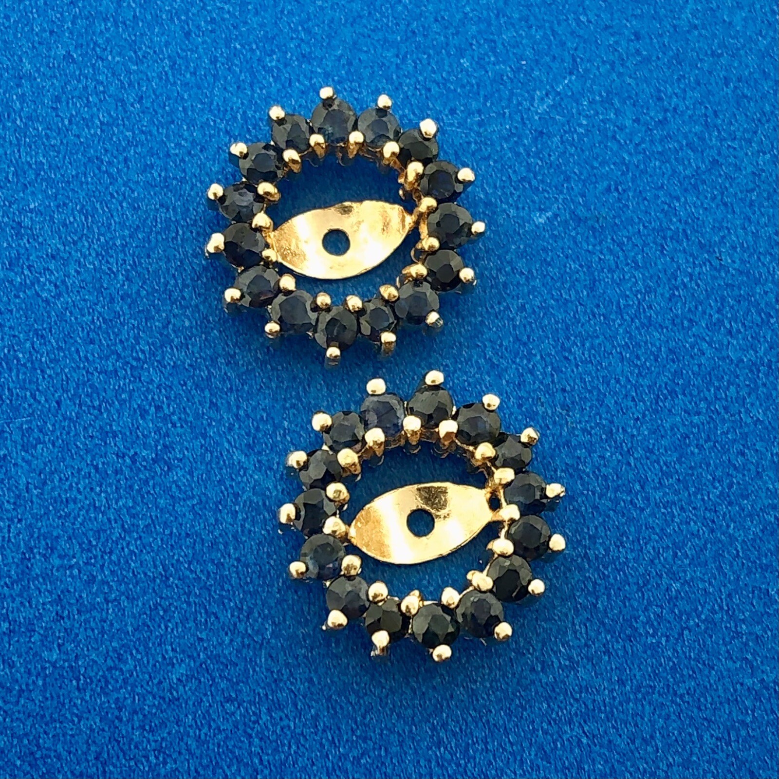 Estate 14K Yellow Gold Blue Sapphire Earring Jackets eBay
