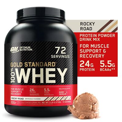 Optimum Nutrition Gold Standard 100% Whey Protein Powder, Rocky Road, 5lb