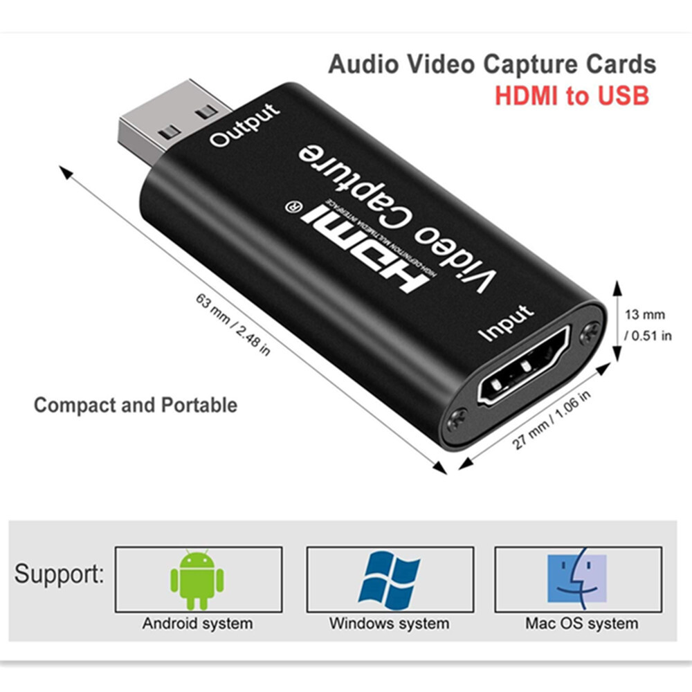 HDMI To USB Audio Video Capture Card, FHD 1080p USB 2.0 Recording From Dslr Camera For Live Streaming Streaming Hdmi Capture Black - View #9