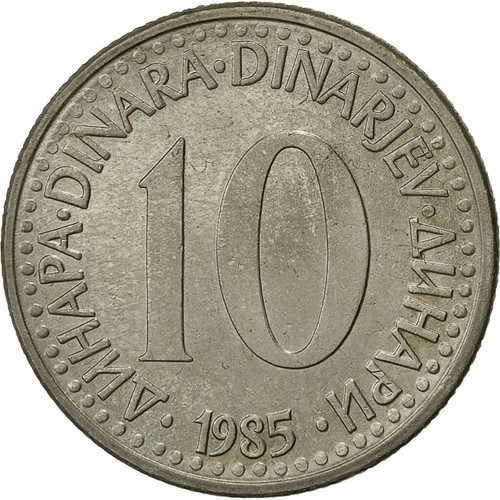 [#541035] Coin, Yugoslavia, 10 Dinara, 1985, EF(40-45), Copper-nickel, KM:89 - Picture 2 of 2