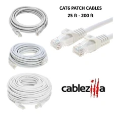 CAT6 White Ethernet Patch Cord LAN Network Cable RJ45 25FT- 200FT Multi-Pack LOT