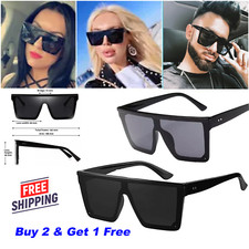 Sunglasses New 2025 Trend Oversized Women Men Luxury Flat Top Square Designer