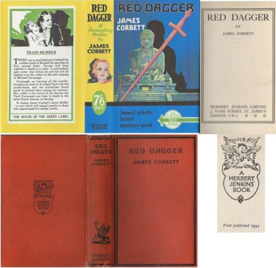 James Corbett  RED DAGGER  1st w/fdj 1934 Murder mystery