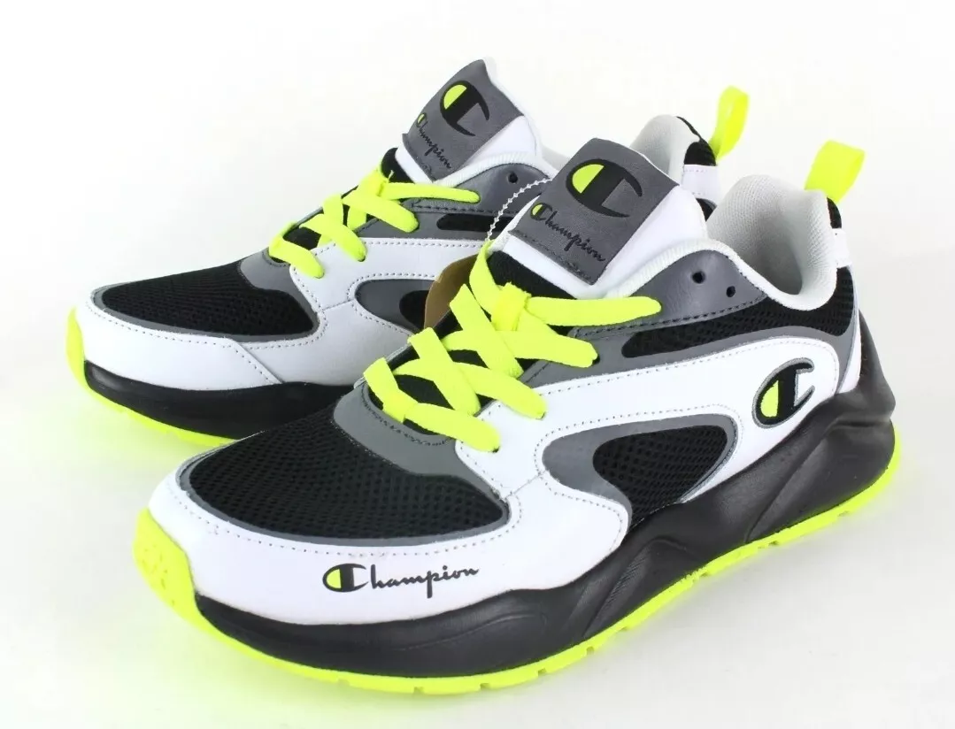 New Champion Men Sneakers Size 8.5 Retro 80s Black Lime Green Logo