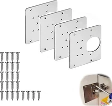 Kitchen Cupboard Door Hinge Repair Plate Kit, Including Fixing Screws-4pc