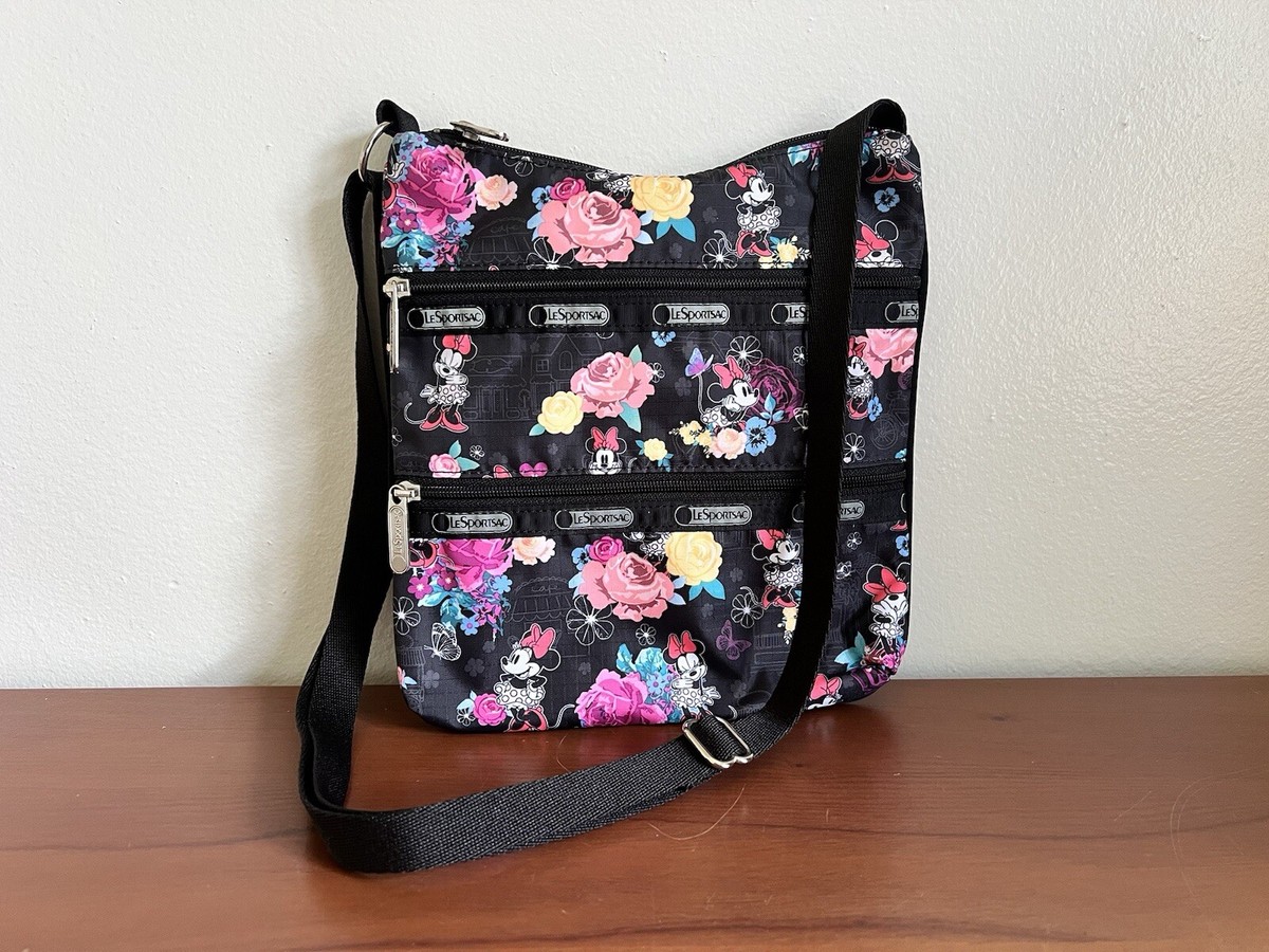 Disney LeSportSac Crossbody Purse Minnie Mouse Triple Zipper Bag