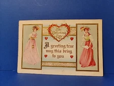 Antique 1915 WHITNEY St. VALENTINE'S Day  Postcard Beautiful Girls Hearts 