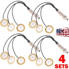 4PC Piezo Contact Microphone 3 Transducer Pickups & End Pin Jack For Kalimba NEW