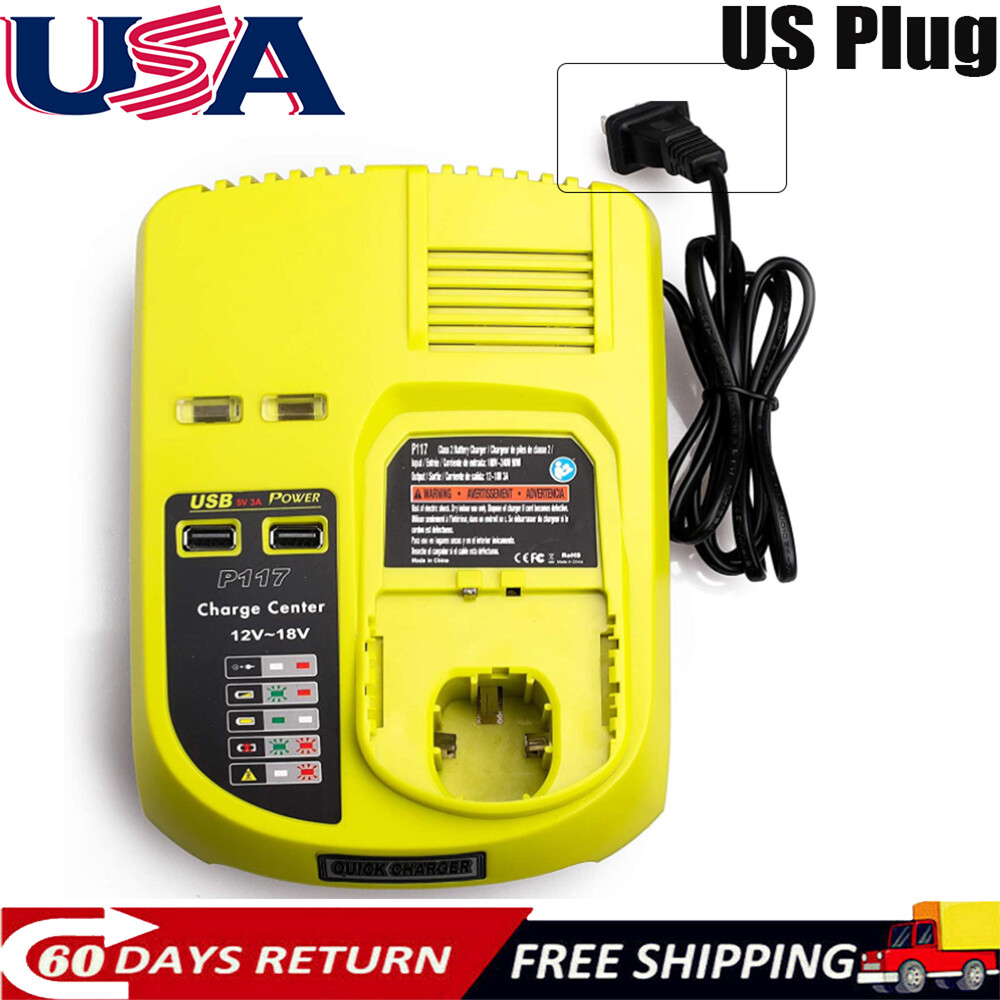 P108 For Ryobi P117 ONE 18V High Capacity 18 Volt FAST Charger Li-Ion Battery
