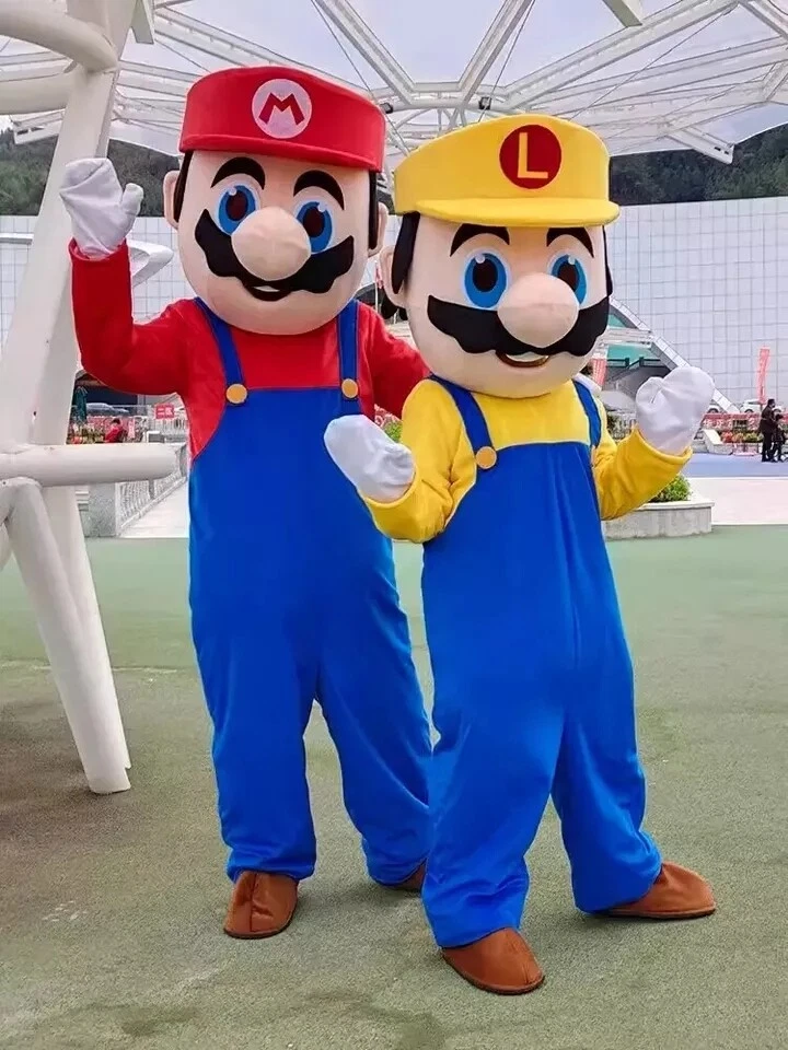 Halloween Super Mario Mascot Costume Party Fancy Dress Brothers  Suits  Adult - Image 2 of 4