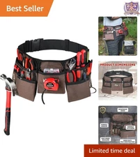 Heavy Duty Construction Tool Belt 19 Pockets Work Apron Pouch for Contractors