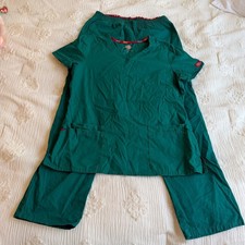 Dickies EDS Essentials Scrub Set Hunter Green V-Neck Top Cargo Pants Mens L
