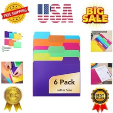File Folders, 1/3 Cut Tab, 6 Pack, Assorted Colors, Letter Size, Colored File...