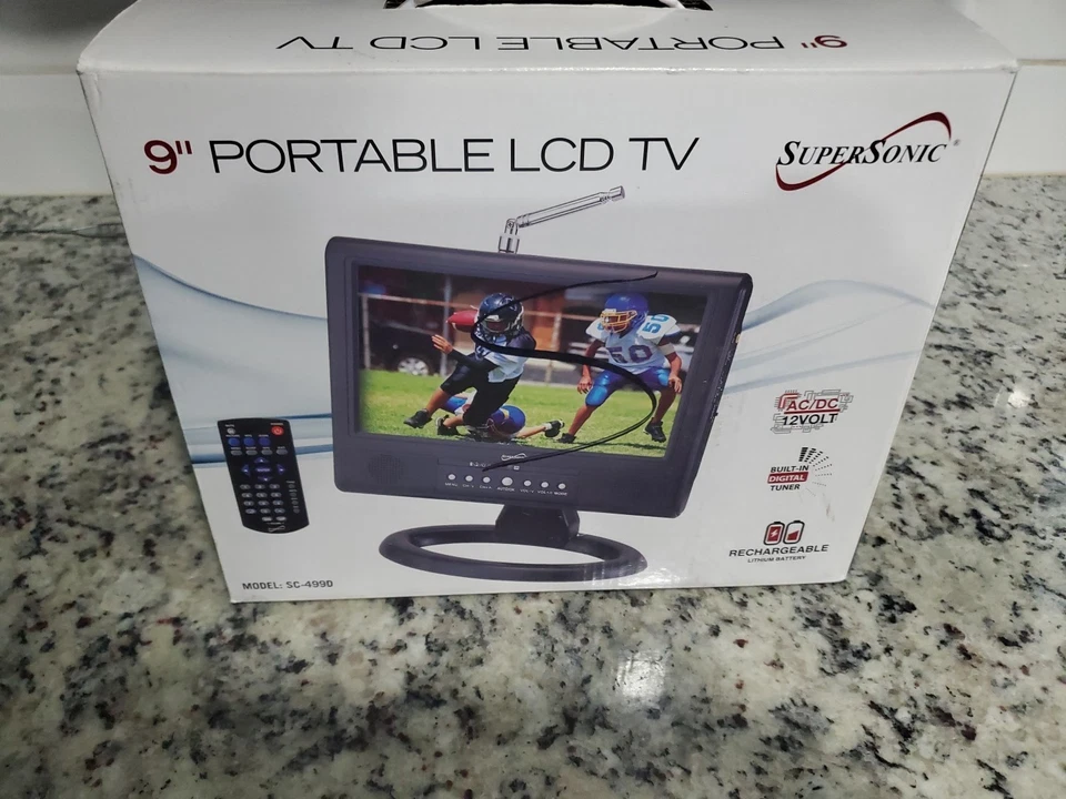 Supersonic SC-499D 9" Portable Rechargeable Digital LCD TV AC/DC Compatible - Image 3 of 4