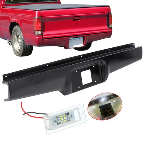 Black Rear Steel Bumper Roll Pan w/Light For 1982-1993 Chevy S10 GMC S15 Sonoma