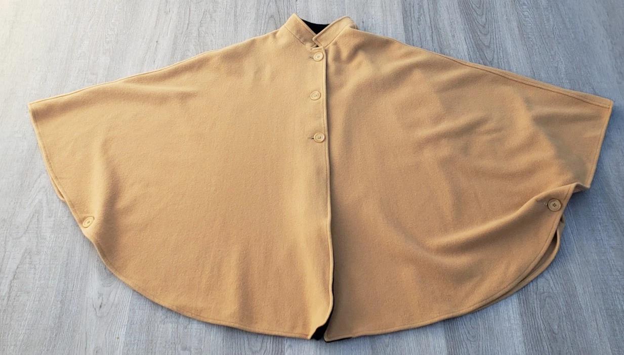 Vintage Camel Wool Cashmere Cape Cloak Poncho Luxury Mod One Size