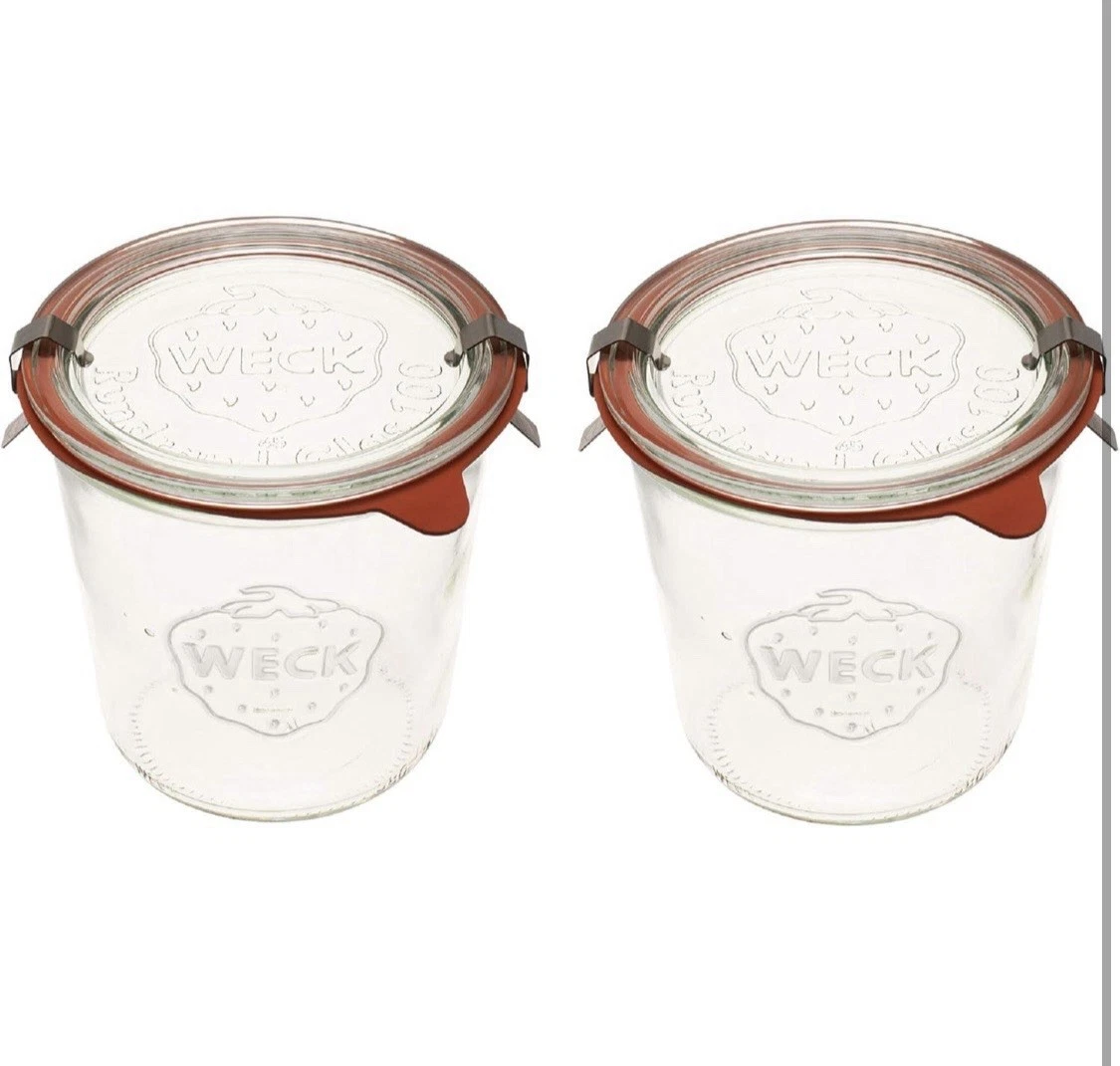 WECK Glass Canning Jars Set of 4 With Lid Clamp Clear Jar Storage Containers