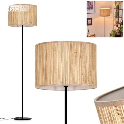 HOFSTEIN Arenabianca Stehlampe aus Metall/Seegras in Schwarz/Natur Stehleuchte