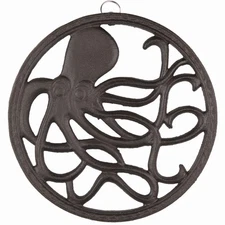 GASARÉ, Cast Iron Trivet, Metal Trivet, Octopus Design, Rubber Feet, 8 Inches